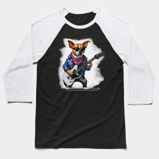 Dog wearing a leather jacket  playing guitars Baseball T-Shirt
